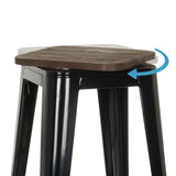 Asiento giratorio de madera del taburete de bar VANTAGGIO HIGH WS en negro de hjh OFFICE