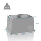Dibujo dimensional del taburete bajo TIO-E1 con 52,5 × 37,5 cm y una capacidad de carga de 150 kg de hjh OFFICE