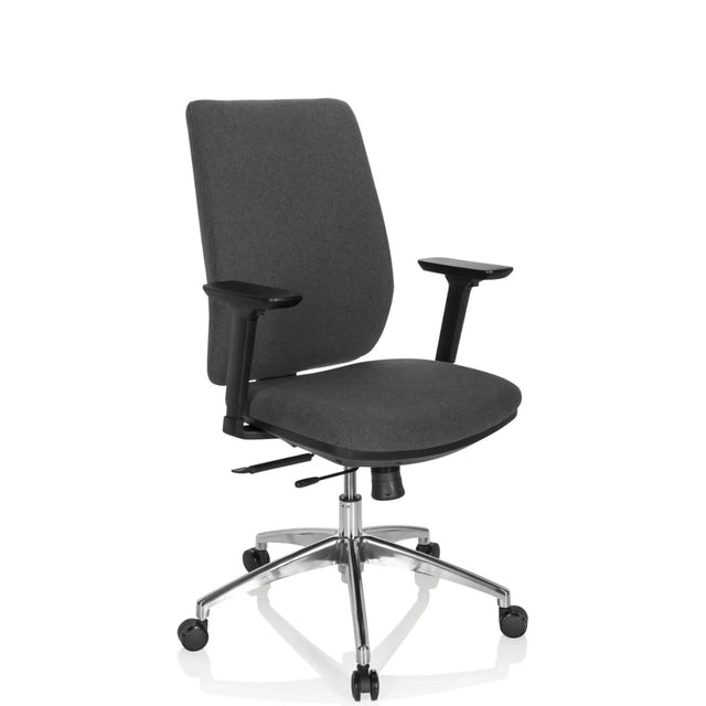 Profi-Bürostuhl INTEGRIO I mit dunkelgrauem Stoffbezug und silbernem Sternfuß von hjh OFFICE