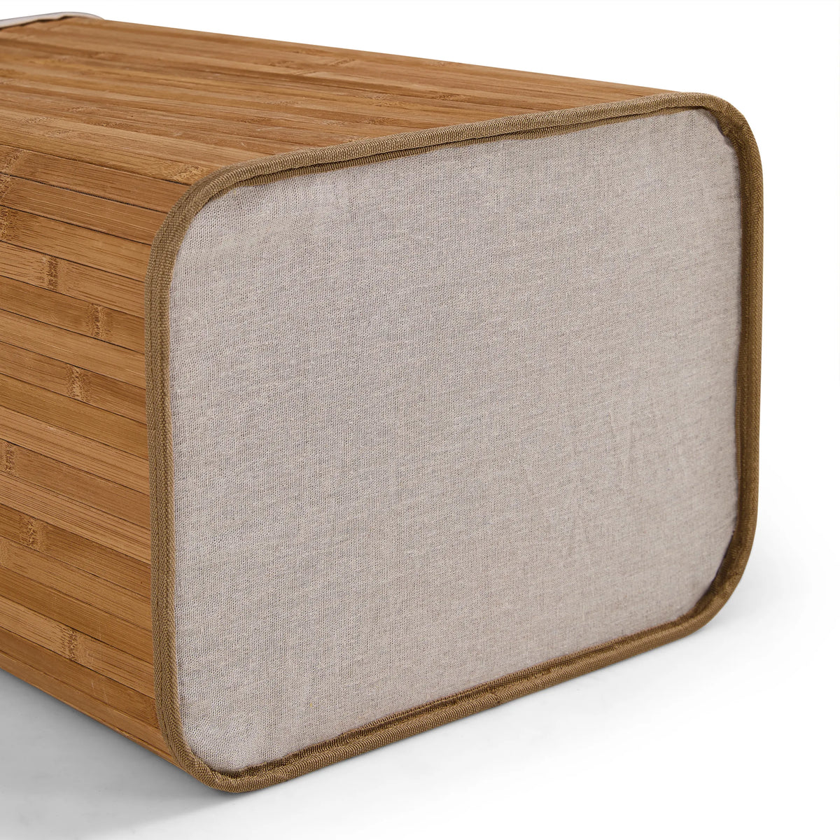 Base de tela beige con borde marrón de la cesta de ropa Falster 72 de hjh LIVING