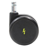 Ruedas para sillas 5x ROLO ESD 11mm/65mm negras para suelos duros con pin de metal y símbolo de rayo amarillo de hjh OFFICE