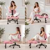 Silla de meditación Asanasit rosa con respaldo y reposapiés en cuatro posiciones de asiento diferentes de hjh LIVING