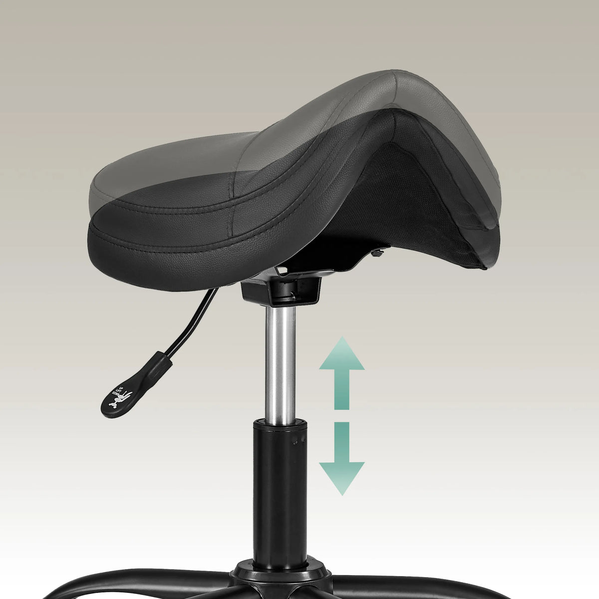 Asiento regulable en altura de la silla de oficina Sattix en negro con palanca y muelle de gas de hjh OFFICE