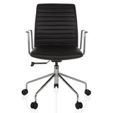 Sillón de alta gama VEMONA 30 negro con costuras transversales, reposabrazos y base de cinco ruedas de hjh OFFICE – vista de 360° (vista frontal 0°)
