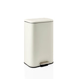 Papelera Clean 1 beige con apertura de pedal y tapa plana de hjh OFFICE – vista de 360° (vista frontal en diagonal 30°)
