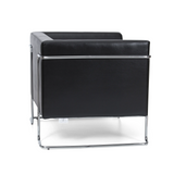 Sillón tapizada negro CURACAO con estructura tubular cromada de hjh OFFICE – vista de 360° (vista lateral 100°)