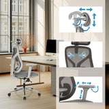 Reposacabezas, soporte lumbar y reposabrazos ajustables de la Silla alta gama CASSILIS W de hjh OFFICE