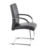 Silla de viga voladiza BAROLO V negra con reposabrazos y estructura de patín cromada de hjh OFFICE – vista de 360° (vista lateral 80°)