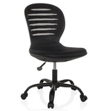 Silla Home Office CASLA negra con respaldo de malla y base de cinco ruedas de hjh OFFICE – vista de 360° (vista frontal en diagonal 30°)