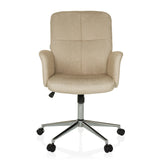 Silla Home Office SOLAO 400 beige con reposabrazos acolchados y base de cinco ruedas de hjh OFFICE – vista de 360° (vista frontal 0°)