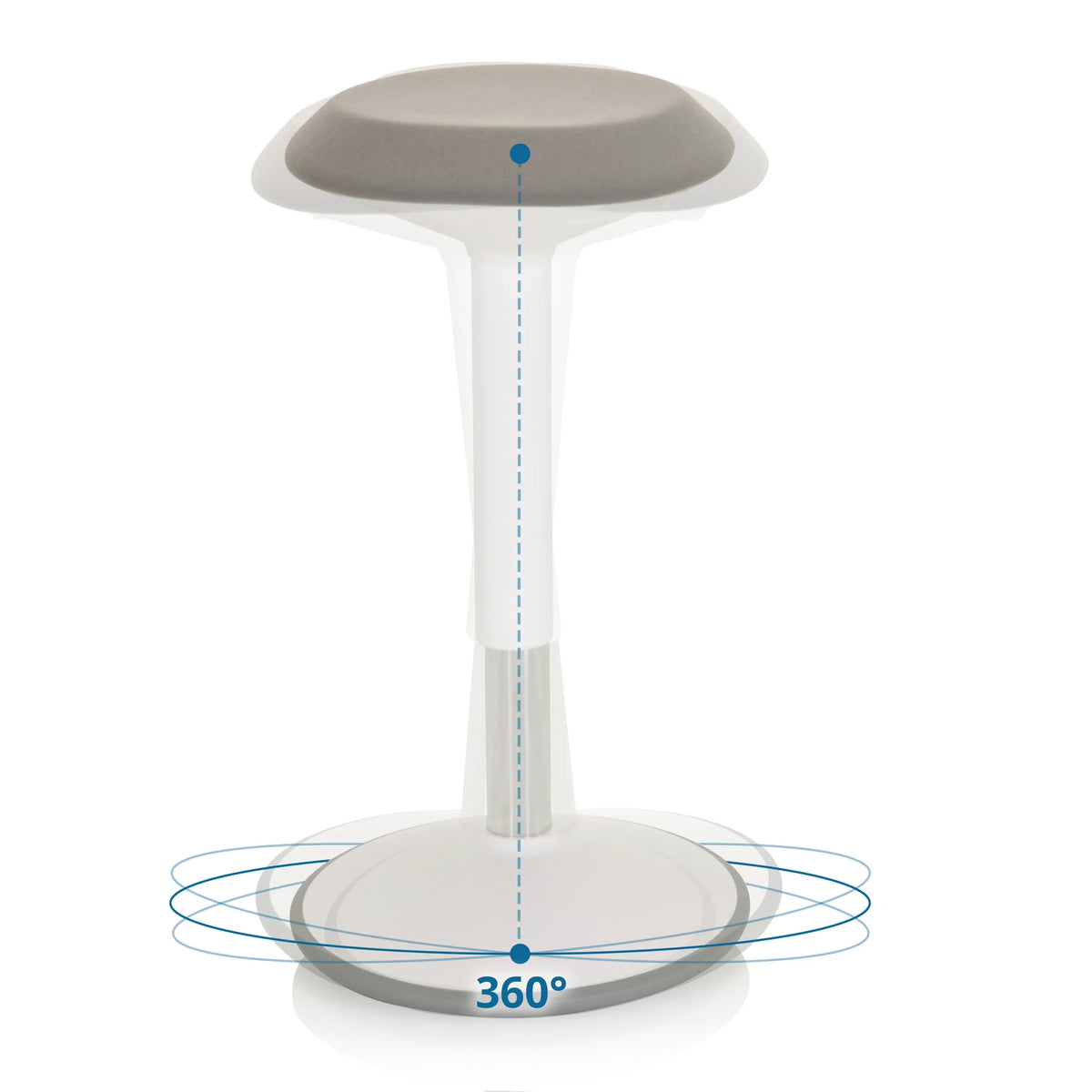Función giratoria de 360 grados del asiento de pie BALANCE SIT III W en blanco y gris de hjh OFFICE