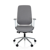 Silla de oficina profesional CHIARO T4 WHITE gris con reposabrazos y una base de cinco ruedas de hjh OFFICE – vista de 360° (vista frontal 0°)