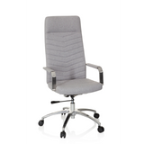 Silla Home Office SARANTO PLUS en color gris claro con reposabrazos y base de cinco ruedas de hjh OFFICE – vista de 360° (vista frontal 20°)
