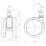 Dibujo técnico de las Ruedas para sillas 5x ROLO LUX 11mm/65mm con un diámetro de 65 mm de hjh OFFICE