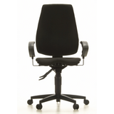 Silla de oficina profesional SYDNEY PRO negra con reposabrazos y base de cinco ruedas de Topstar – vista de 360° (vista frontal 0°)