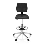 Silla de mostrador negra TOP WORK 11 I con aro reposapiés y base de cinco ruedas de hjh OFFICE – vista de 360° (vista frontal 0°)