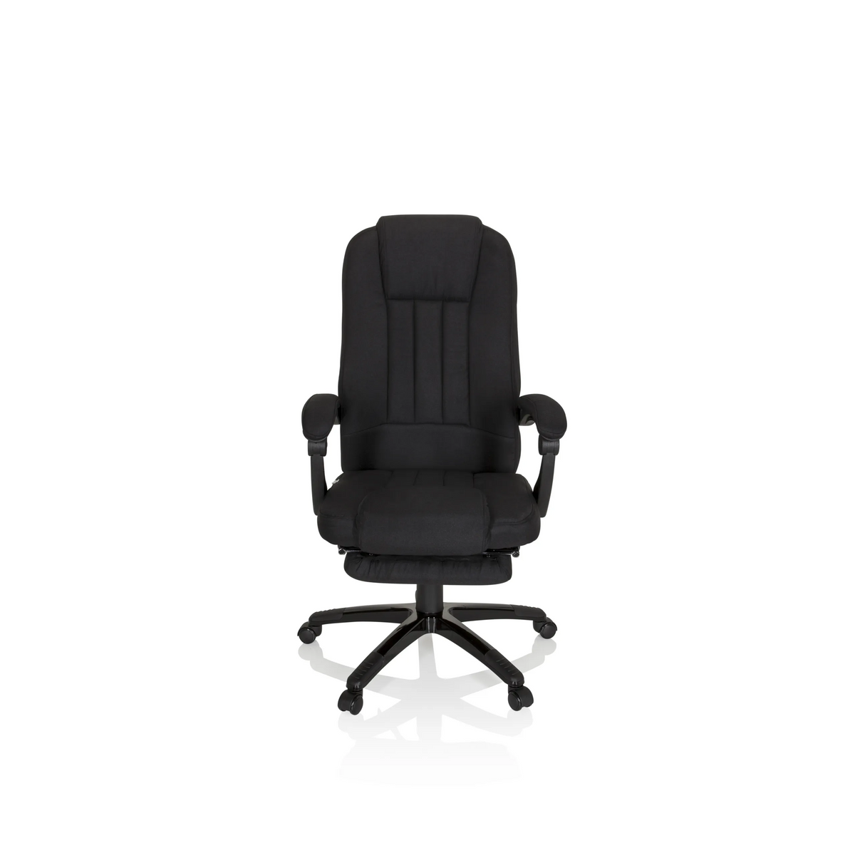Sillón de oficina Home Office RELAX CL190 negro con reposabrazos y base de cinco ruedas de MyBuero – vista de 360° (vista frontal 0°)