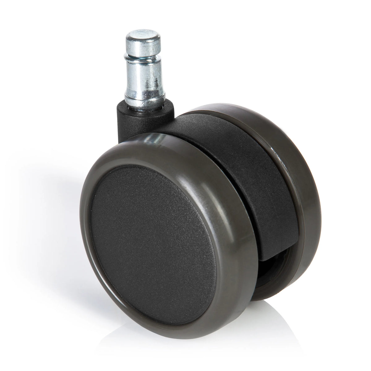 Ruedas para sillas 5x ROLO FREE 11mm/65mm negras para suelos duros con perno plateado de hjh OFFICE – vista de 360° (vista frontal 0°)