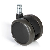 Ruedas para sillas 5x ROLO FREE 11mm/65mm negras para suelos duros con perno plateado de hjh OFFICE – vista de 360° (vista frontal 0°)