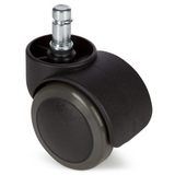 Ruedas para sillas negras 5x ROLO 10mm/50mm para suelos duros con perno metálico de hjh OFFICE – vista de 360° (vista frontal 0°)