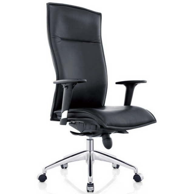 Luxus-Chefsessel MURANO 20 mit schwarzem Lederbezug und glänzendem Fußkreuz von hjh OFFICE