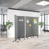 Separadores FLEXMIUT de color gris oscuro como set móvil de dos piezas con ruedas de hjh OFFICE