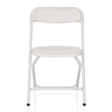 Silla de exterior blanca TUDELA XXL PRO W con asiento y respaldo perforados de hjh OFFICE – vista de 360° (vista frontal 0°)