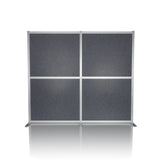 Separador FLEXMIUT MODUL gris con marco de aluminio y pies de apoyo de hjh OFFICE – vista de 360° (vista frontal 0°)