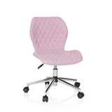 Silla giratoria para niños JOY II rosa con efecto acolchado y base de cinco ruedas de hjh OFFICE – vista de 360° (vista frontal 20°)