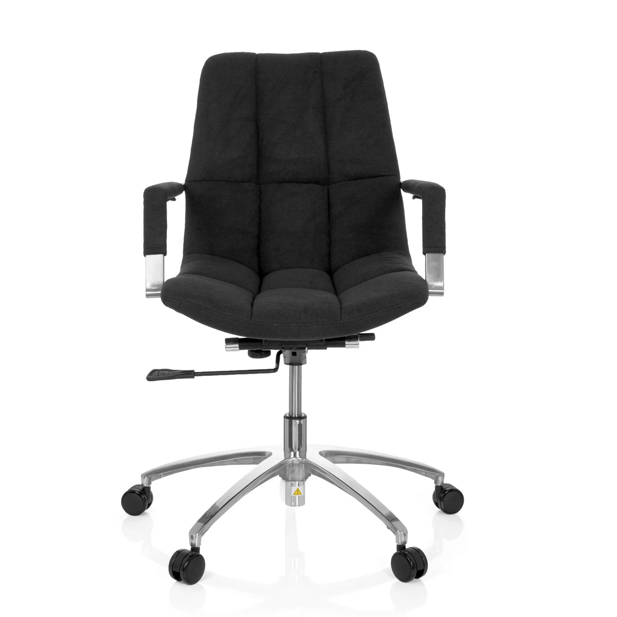 Silla Home Office SARANTO negra con tapizado de tela y base de cinco ruedas de hjh OFFICE – vista de 360° (vista frontal 0°)