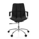 Silla Home Office SARANTO negra con tapizado de tela y base de cinco ruedas de hjh OFFICE – vista de 360° (vista frontal 0°)