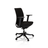 Silla de oficina profesional SENATOR negra con reposabrazos y una base de cinco ruedas de hjh OFFICE – vista de 360° (vista frontal en diagonal 60°)