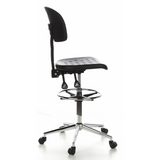 Silla de mostrador negra TOP WORK 23 con reposapiés y base de cinco ruedas de hjh OFFICE – vista de 360° (vista lateral 100°)