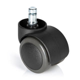 Ruedas para sillas 5x ROLO FREE 10mm/50mm negras para suelos duros con perno plateado de hjh OFFICE – vista de 360° (vista frontal 0°)