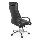 Silla giratoria XXL G 600 negra con reposabrazos y base de cinco ruedas de hjh OFFICE – vista de 360° (vista trasera en diagonal 120°)