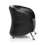 Sillón tapizado negro ST. LUCIA con patas de metal brillantes de hjh OFFICE – vista de 360° (vista lateral 80°)
