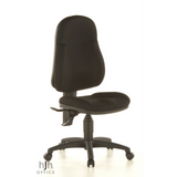 Silla Home Office WELLPOINT 10 negra con base de estrella y cinco ruedas de Topstar – vista de 360° (vista frontal en diagonal 40°)