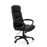Sillón de oficina profesional FUTURA 100 negro con tapicería acolchada y base de cinco ruedas de hjh OFFICE – vista de 360° (vista frontal en diagonal 60°)