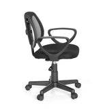 Silla giratoria para niños KIDDY CD en color negro con respaldo de malla y base de cinco ruedas de hjh OFFICE – vista de 360° (vista lateral 80°)