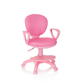 Silla giratoria para niños KID COLOUR rosa con reposabrazos y base de cinco ruedas de hjh OFFICE – vista de 360° (vista frontal 20°)