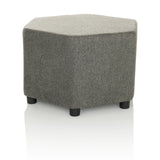 Taburete tapizado gris BAREO con forma hexagonal y patas negras cortas de hjh OFFICE – vista de 360° (vista frontal 15°)