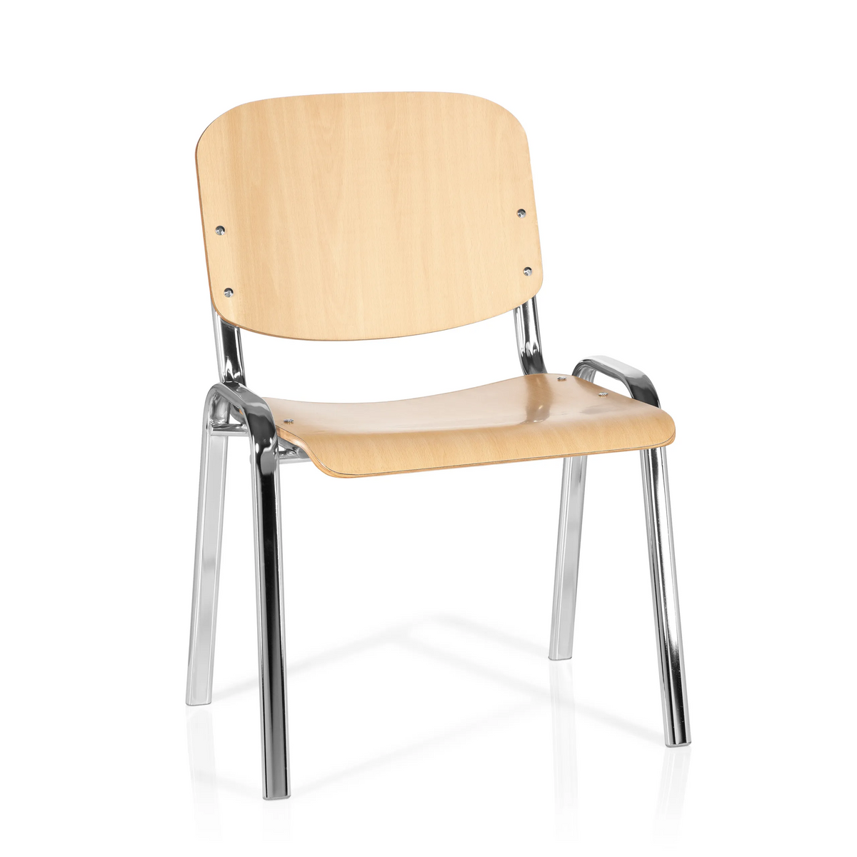 Silla de cuatro patas XT 600 C H en haya con estructura de cromo de hjh OFFICE – vista de 360° (vista frontal 20°)