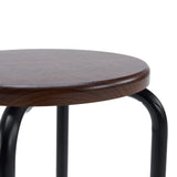 Asiento redondo efecto nogal del Taburete ALRANDA con estructura negra de hjh LIVING