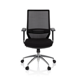 Silla de oficina profesional PROFONDO negra con respaldo de malla y base de cinco ruedas de hjh OFFICE – vista de 360° (vista frontal 0°)