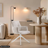 Silla de comedor Tavaro beige con base de estrella blanca de hjh LIVING (imagen generada por IA)