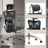 Silla de oficina profesional M18-M148 con reposacabezas ajustable y respaldo de malla en negro de Sihoo (imagen generada por IA)