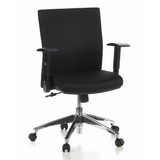 Silla de oficina profesional LAGUNA PRO negra con reposabrazos y base de cinco ruedas de hjh OFFICE – vista de 360° (vista frontal 20°)