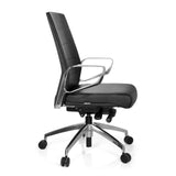 Silla de oficina profesional PROVIDER negra con tapizado acolchado y base de cinco ruedas de hjh OFFICE – vista de 360° (vista lateral 80°)