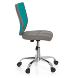 Silla giratoria para niños KIDDY COMFORT en color gris turquesa con base de estrella y cinco ruedas de hjh OFFICE – vista de 360° (vista lateral 80°)