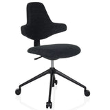 Silla de oficina profesional PALIANO negra con acolchado y base de cinco ruedas de hjh OFFICE – vista de 360° (vista frontal en diagonal 30°)